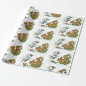 Bunnies en vogels genieten van winterkerst cadeaupapier (Uitgerold)