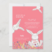 Bunnies en wilde bloemen, kleurrijk Baby shower Kaart (Voorkant)