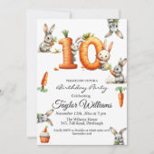 Bunnies en wortelen 10e verjaardagsfeest kaart (Voorkant)