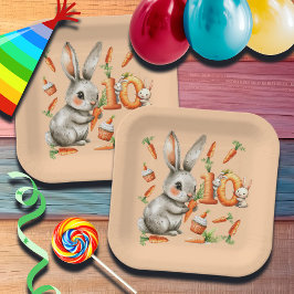 Bunnies en wortelen 10e verjaardagsfeest papieren bordje