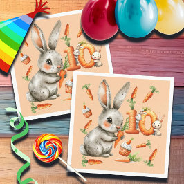 Bunnies en wortelen 10e verjaardagsfeest servet