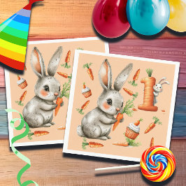 Bunnies en wortelen 1e verjaardagsfeest servet