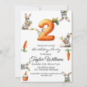 Bunnies en wortelen 2e verjaardagsfeest kaart (Voorkant)