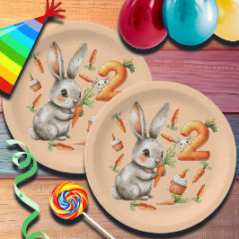 Bunnies en wortelen 2e verjaardagsfeest papieren bordje