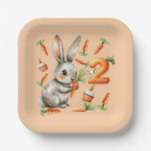 Bunnies en wortelen 2e verjaardagsfeest papieren bordje (Voorkant)