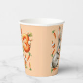 Bunnies en wortelen 3e verjaardagsfeest papieren bekers (Rechts)