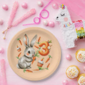 Bunnies en wortelen 3e verjaardagsfeest papieren bordje (Feest)