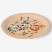 Bunnies en wortelen 3e verjaardagsfeest papieren bordje (Gekanteld)