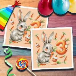 Bunnies en wortelen 3e verjaardagsfeest servet