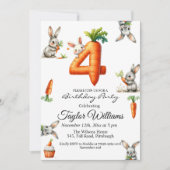 Bunnies en wortelen 4e verjaardagsfeest kaart (Voorkant)