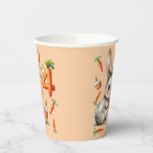 Bunnies en wortelen 4e verjaardagsfeest papieren bekers (Links)