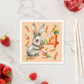 Bunnies en wortelen 4e verjaardagsfeest servet (Insitu)