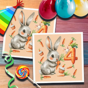 Bunnies en wortelen 4e verjaardagsfeest servet