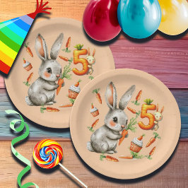 Bunnies en wortelen 5e verjaardagsfeest papieren bordje