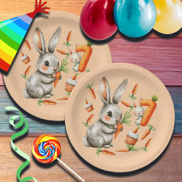 Bunnies en wortelen 7e verjaardagsfeest papieren bordje