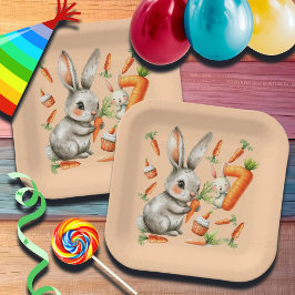 Bunnies en wortelen 7e verjaardagsfeest papieren bordje