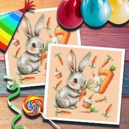Bunnies en wortelen 7e verjaardagsfeest servet