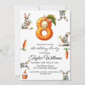 Bunnies en wortelen 8e verjaardagsfeest kaart (Voorkant)