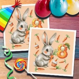 Bunnies en wortelen 8e verjaardagsfeest servet
