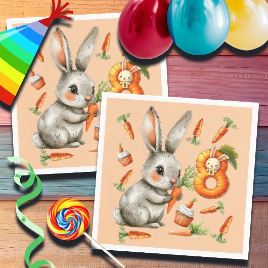 Bunnies en wortelen 8e verjaardagsfeest servet