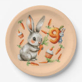 Bunnies en Wortelen 9e Verjaardag Party Paper Bord (Voorkant)