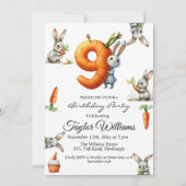 Bunnies en wortelen 9e verjaardagsfeest kaart (Voorkant)