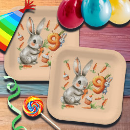 Bunnies en wortelen 9e verjaardagsfeest papieren bordje