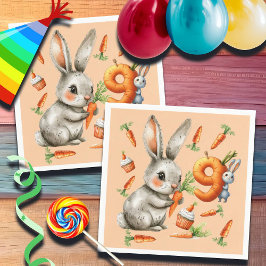 Bunnies en wortelen 9e verjaardagsfeest servet