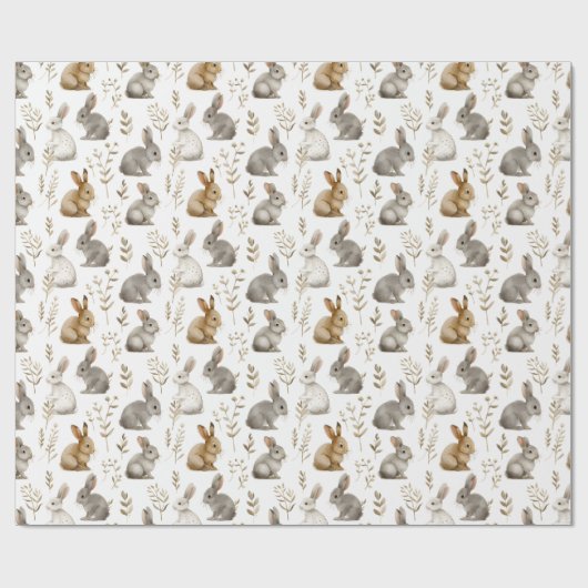 Bunnies & Foliage Wrapping Papier (Vlak)