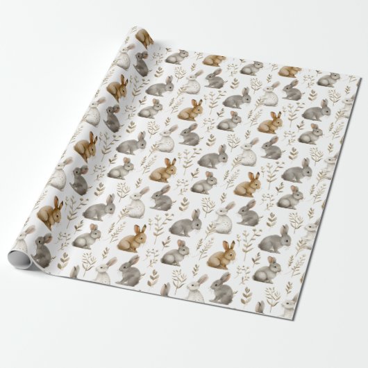 Bunnies & Foliage Wrapping Papier (Uitgerold)