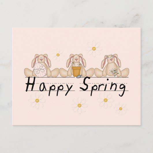 Bunnies Happy Spring T-shirts en geschenken Briefkaart (Voorkant)
