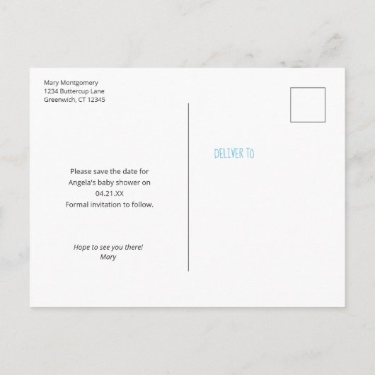 Bunnies Hearts Boy Baby shower sparen de Datum Aankondigingskaart (Achterkant)