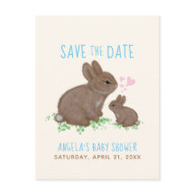 Bunnies Hearts Boy Baby shower sparen de Datum