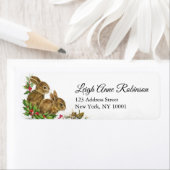  Bunnies Holly-adres voor kerstterugkeer Etiket (Insitu)