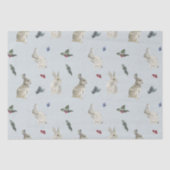 Bunnies, Holly en Berries Blue Tissuepapier (Voorkant)