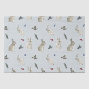 Bunnies, Holly en Berries Blue Tissuepapier