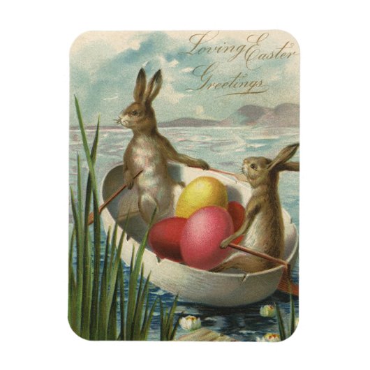  Bunnies in Boat, die van Pasen houden Magneet (Verticaal)