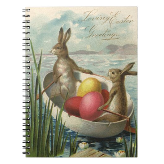  Bunnies in Boat, die van Pasen houden Notitieboek (Voorkant)