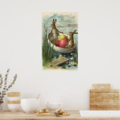  Bunnies in Boat, die van Pasen houden Poster (Keuken)
