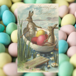 Bunnies in Boat, die van Pasen houden Rechthoekige Sticker