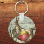 Bunnies in Boat, die van Pasen houden Sleutelhanger (Voorkant)