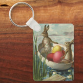  Bunnies in Boat, die van Pasen houden Sleutelhanger (Voorkant)