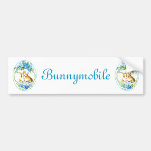 Bunnies in de blauwe bloemen bumpersticker