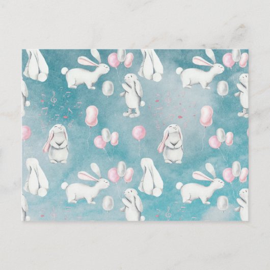 Bunnies in de hemel-Cute Animal illustratie Briefkaart (Voorkant)