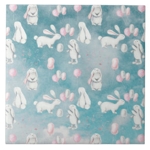 Bunnies in de hemel-Cute Animal illustratie Tegeltje