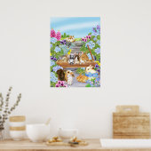 Bunnies in de tuin poster (Keuken)