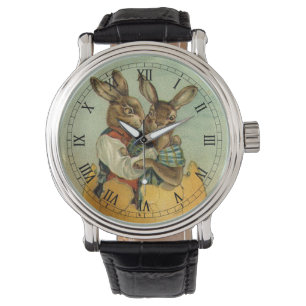 Bunnies in een gouden ei, Victoriaans Pasen Horloge