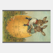 Bunnies in een gouden ei,  Victoriaans Pasen Inpakpapier Vel (Voorkant 3)
