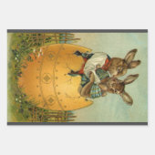 Bunnies in een gouden ei,  Victoriaans Pasen Inpakpapier Vel (Voorkant)