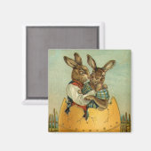 Bunnies in een gouden ei, Victoriaans Pasen Magneet (Voorkant / Achterkant)